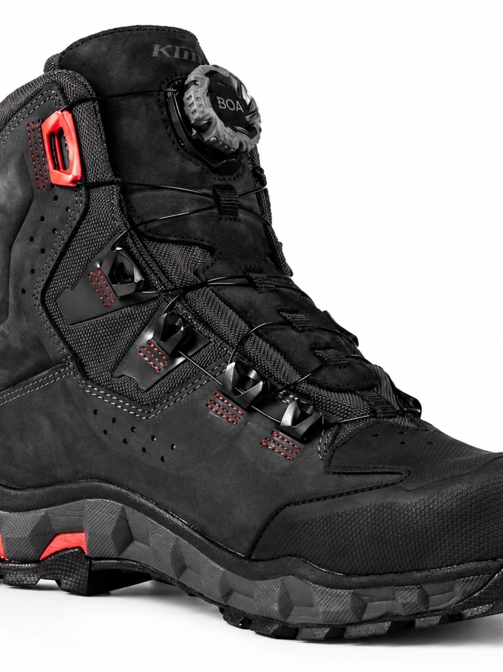 KIim Black Moto/Combat Boot with Red Accents and BOA Closure